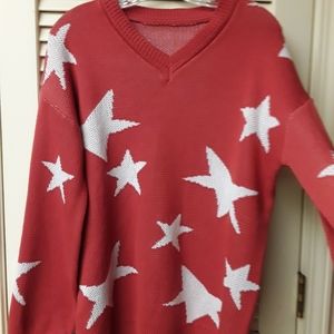 Orange Flowy Boho Star Sweater